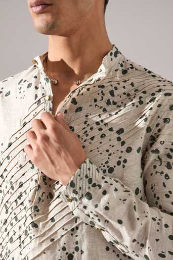 Buy_Son Of A Noble Snob_Green Linen Asa Dapple Kurta Set 