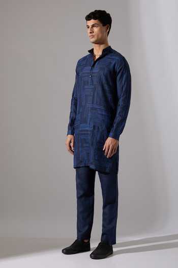 Buy Son Of A Noble Snob Blue Linen Lucas Shibori And Dot Print Kurta Set Online at Aza Fashions Buy_Son Of A Noble Snob_Blue Linen Lucas Shibori And Dot Print Kurta Set _Online_at_Aza_Fashions
