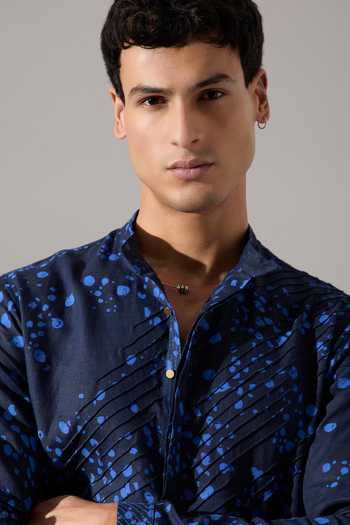 Buy Son Of A Noble Snob Blue Linen Asa Dapple Printed Kurta Set Online at Aza Fashions Buy_Son Of A Noble Snob_Blue Linen Asa Dapple Printed Kurta Set _Online_at_Aza_Fashions