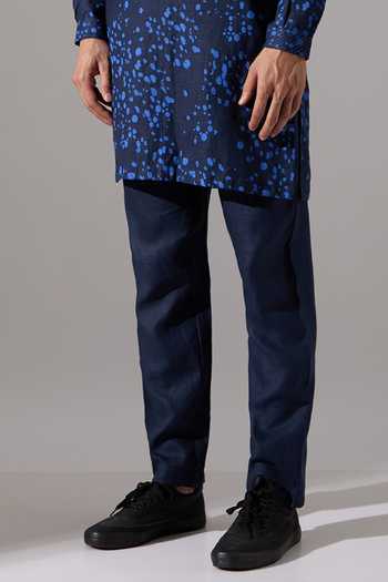 Shop Son Of A Noble Snob Blue Linen Asa Dapple Printed Kurta Set Online at Aza Fashions Shop_Son Of A Noble Snob_Blue Linen Asa Dapple Printed Kurta Set _Online_at_Aza_Fashions
