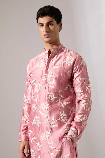 Buy_Son Of A Noble Snob_Pink Chanderi Quentin Paradise Printed Kurta Set 