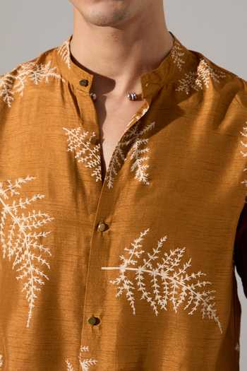 Shop Son Of A Noble Snob Mustard Silk Sebastian Fern Kurta Set Online at Aza Fashions Shop_Son Of A Noble Snob_Mustard Silk Sebastian Fern Kurta Set _Online_at_Aza_Fashions