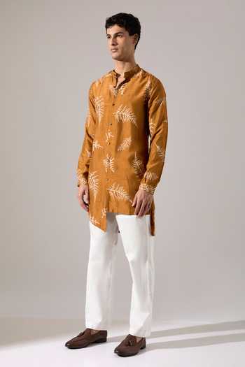 Son Of A Noble Snob Mustard Silk Sebastian Fern Kurta Set at Aza Fashions Son Of A Noble Snob_Mustard Silk Sebastian Fern Kurta Set _at_Aza_Fashions
