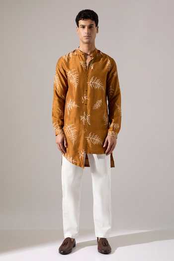 Buy Son Of A Noble Snob Mustard Silk Sebastian Fern Kurta Set Buy_Son Of A Noble Snob_Mustard Silk Sebastian Fern Kurta Set