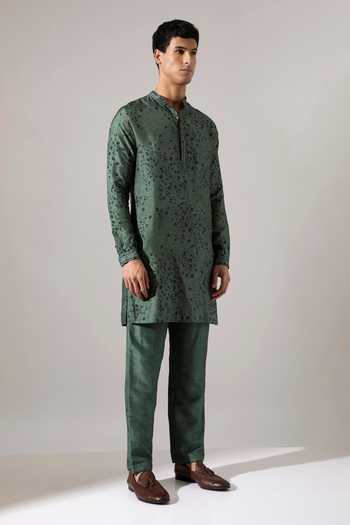 Buy Son Of A Noble Snob Green Silk Embroidery Stephen Dapple Printed Kurta Set Online at Aza Fashions Buy_Son Of A Noble Snob_Green Silk Embroidery Stephen Dapple Printed Kurta Set _Online_at_Aza_Fashions