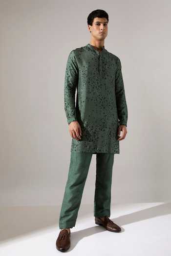 Buy Son Of A Noble Snob Green Silk Embroidery Stephen Dapple Printed Kurta Set at Aza Fashions Buy_Son Of A Noble Snob_Green Silk Embroidery Stephen Dapple Printed Kurta Set _at_Aza_Fashions