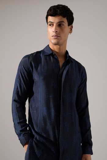 Shop_Son Of A Noble Snob_Blue Modal Bryce Dash Printed Kurta Set 