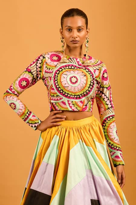 Siddartha Tytler Mandala Embroidered Crop Top 