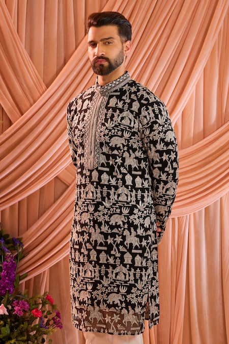 Kasbah Zari Embroidered Georgette Kurta 