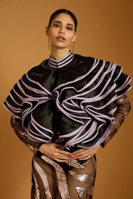 Siddartha Tytler Trifecta Organza Ruffle Jacket 