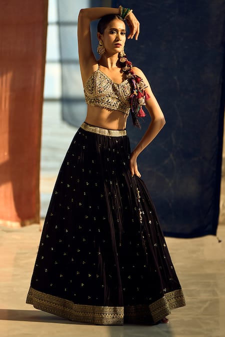 Samyukta Singhania Geometric Embroidered Blouse Lehenga Set 