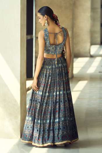 Samyukta Singhania Viscose Modal Satin Printed Lehenga Set with Organza Dupatta 