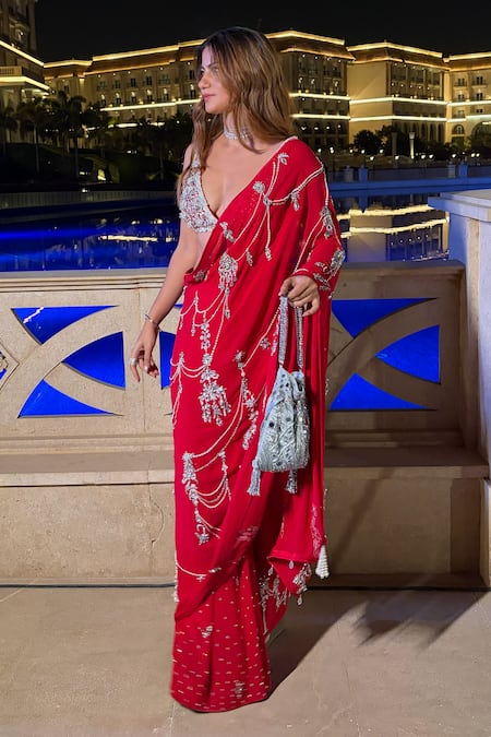 Dilnaz Necklace Embroidered Saree 