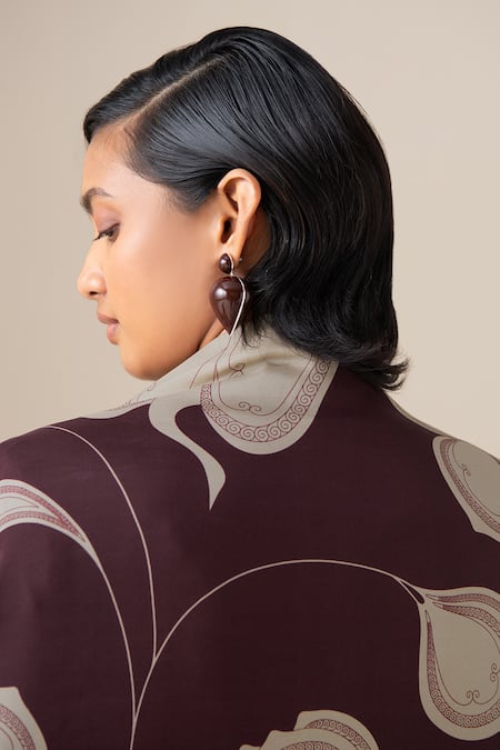 Buy_Ampm_Burgundy Kanza Silk Scarf _Online_at_Aza_Fashions