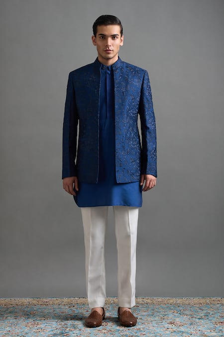 Gargee Designers Sapphire Regal Embroidered Jacket Set 