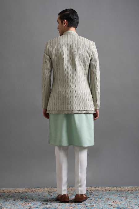 Gargee Designers Mint Majesty Embroidered Jacket Set 