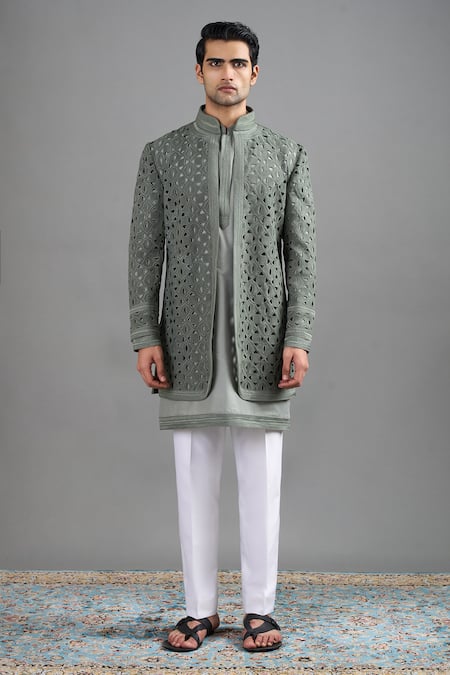 Gargee Designers Vana Cutwork Jacket Kurta Set 