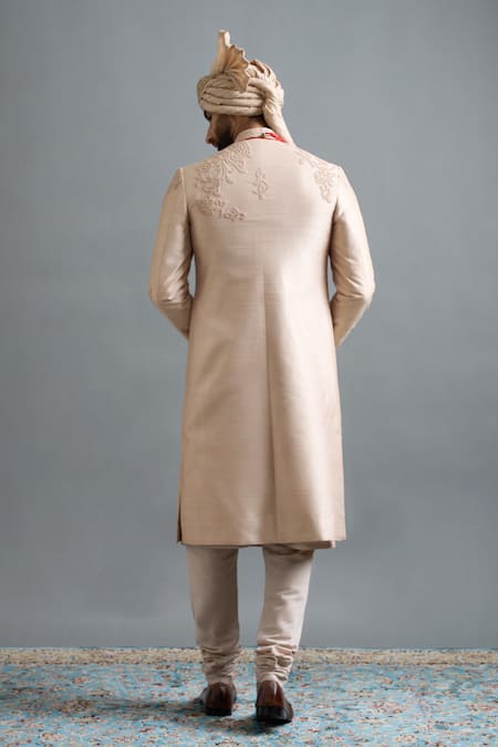 Gargee Designers Yuvraj Beige Embroidered Sherwani Set 
