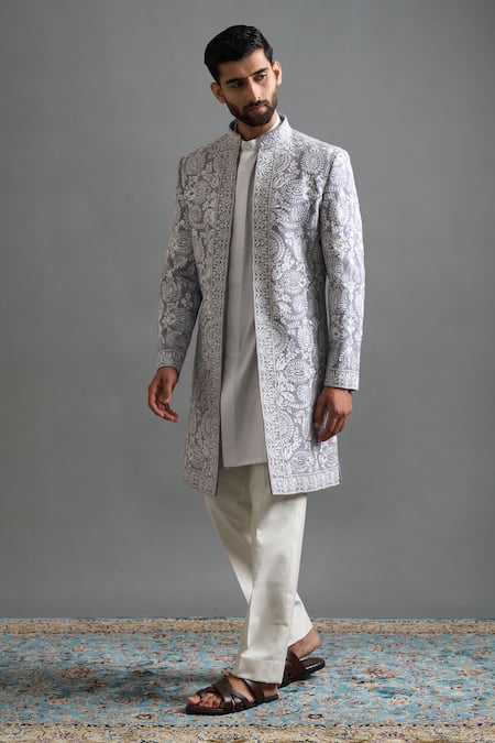 Gargee Designers Shvetindra Embroidered Sherwani Jacket Set 