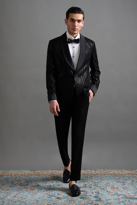 Gargee Designers Kshitij Wave Pattern Tuxedo Set 