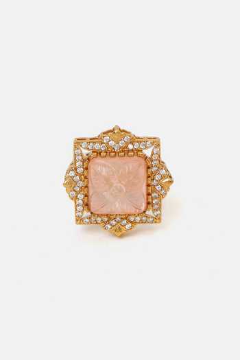 Buy_Ruby Raang_Gold Plated Stones Kundan Embellished Ring _Online_at_Aza_Fashions