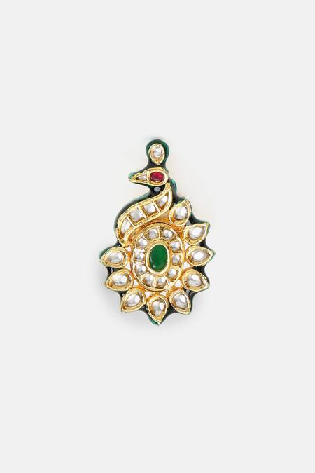 Buy_Ruby Raang_Gold Plated Stones Handmade Kundan Brass Ring _Online_at_Aza_Fashions
