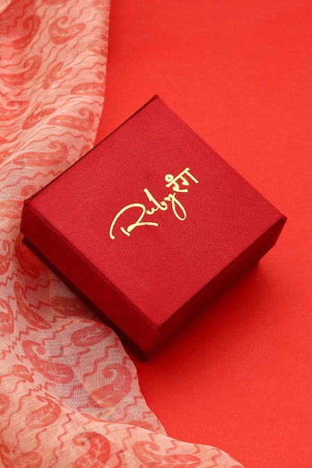 Buy_Ruby Raang_Emerald Green Stones, Crystals, Brass Kundan Brooch 