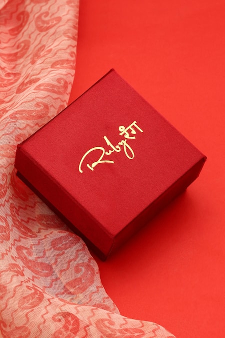 Ruby Raang_Gold Plated Pearls, Stones Brass Elephant Brooch _at_Aza_Fashions