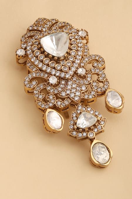Ruby Raang Kundan Brass Hair Clip 