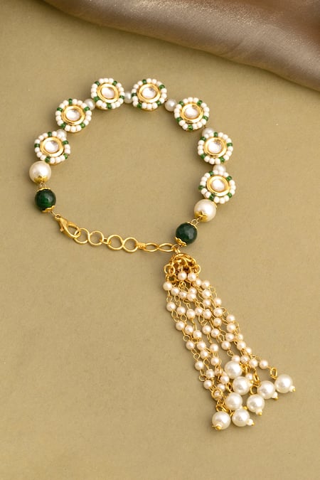 Ruby Raang Kundan Pearl Embellished Bracelet