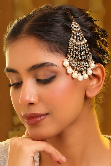 Ruby Raang Kundan Embellished Brass Passa 