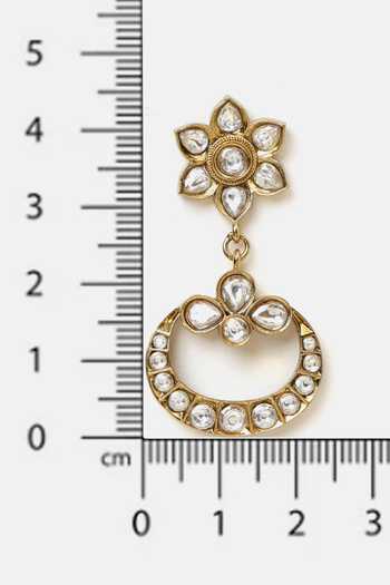 Ruby Raang White Stones, Crystals Kundan Floral Drop Earrings Online at Aza Fashions Ruby Raang_White Stones, Crystals Kundan Floral Drop Earrings _Online_at_Aza_Fashions
