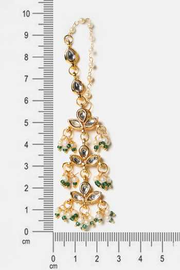Shop_Ruby Raang_Gold Plated Pearls, Stones Kundan Embellished Earrings _Online_at_Aza_Fashions
