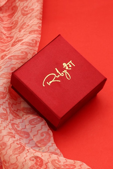 Ruby Raang_Multi Color Pearls, Stones Brass Kundan Ear Cuffs - Set Of 2 _at_Aza_Fashions