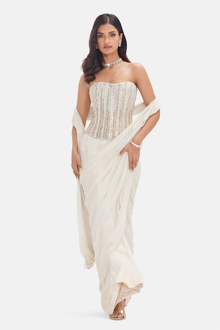 Basanti Kapde aur Koffee The Empress Pre-Draped Saree With Corset 