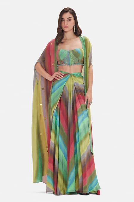 Basanti Kapde aur Koffee The Veridian Muse Cape & Draped Skirt Set 