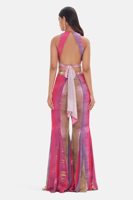 Basanti Kapde aur Koffee Orchid Dreams Crepe Blouse & Sharara Set 