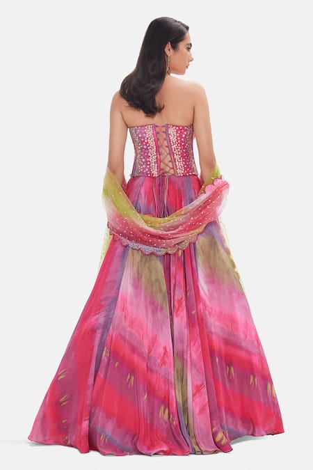 Basanti Kapde aur Koffee Iris Mirage Corset Lehenga Set 