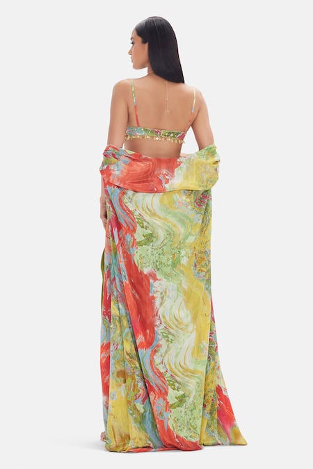 Basanti Kapde aur Koffee Olive Oasis Cape & Draped Skirt Set 