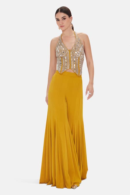 Basanti Kapde aur Koffee Modern Ochre Flare Sharara Set 