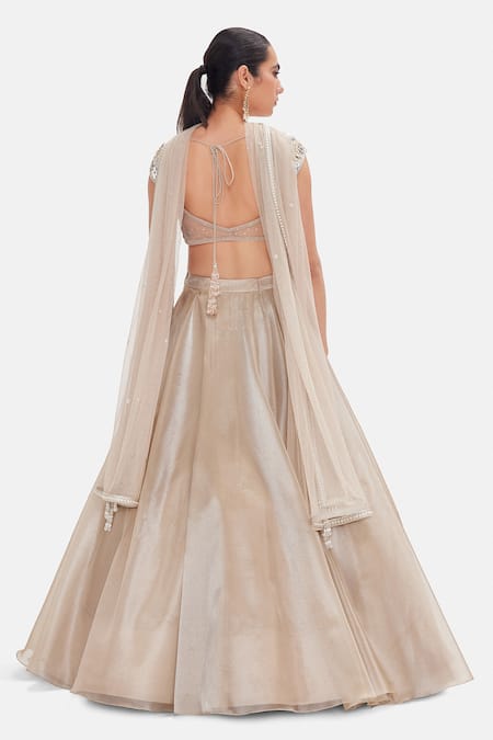 Basanti Kapde aur Koffee Liquid Starlight Lehenga Set 