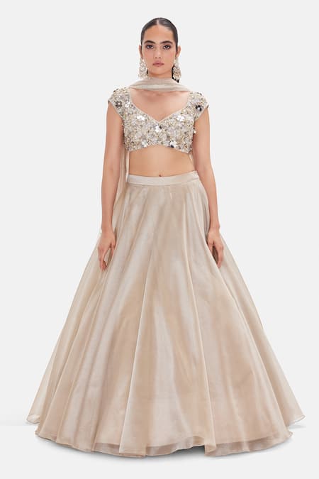 Basanti Kapde aur Koffee Liquid Starlight Lehenga Set 