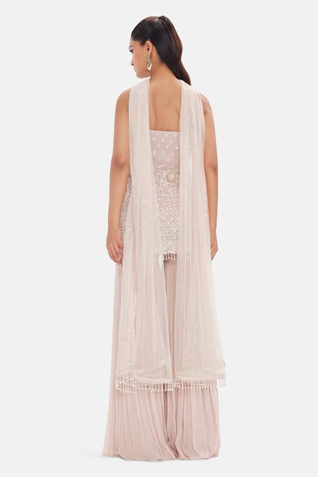 Basanti Kapde aur Koffee Frosted Tulip Kurta Sharara Set 