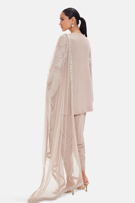 Basanti Kapde aur Koffee Crystal Georgette Kurta Set with Dhoti Pant 