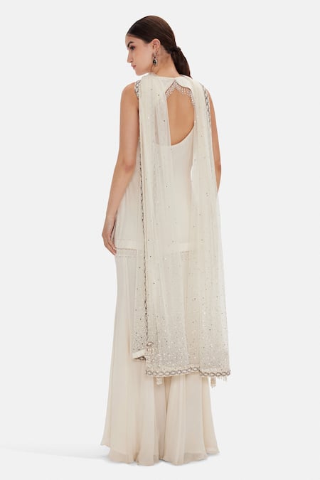 Basanti Kapde aur Koffee Ivory Glace Kurta Sharara Set 