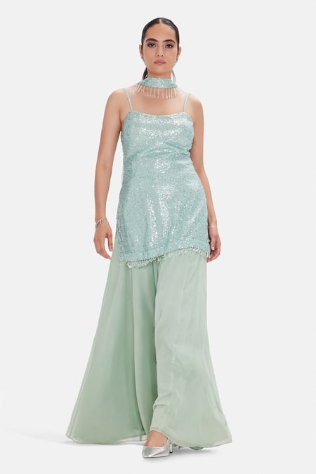 Basanti Kapde aur Koffee Minted Nebula Kurta Set 