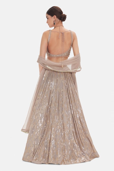 Basanti Kapde aur Koffee Muted Embroidered Lehenga Set 