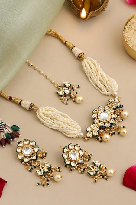 Ruby Raang Kundan Embellished Choker Set 