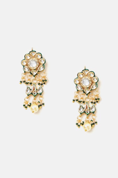 Shop_Ruby Raang_Gold Plated Pearls, Stones Kundan Embellished Choker Set _Online_at_Aza_Fashions