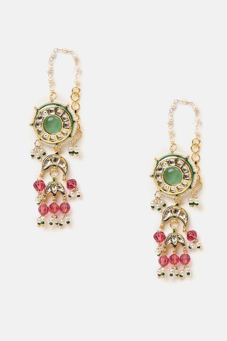 Buy_Ruby Raang_Multi Color Beads, Pearls, Stones Kundan Embellished Necklace Set _Online_at_Aza_Fashions